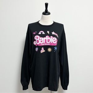 Barbie The Movie Black Pink White Long Sleeve T Shirt Graphic Print Cotton XL